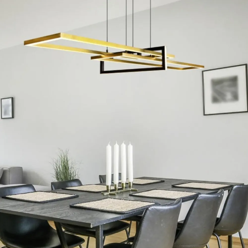 Lampadari Moderni-Selezionato da Mazzolaluce Lampadario per tavolo da soggiorno oro led 34w 3000k dimmerabile