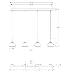 Lampadari Moderni-Fabas Luce Lampadario per tavolo sala da pranzo moderno arabelle