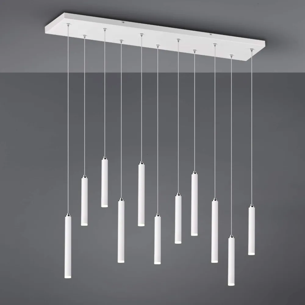 Lampadari Moderni-Selezionato da Mazzolaluce Lampadario per tavolo soggiorno moderno cilindri bianco led 3000k dimmerabile