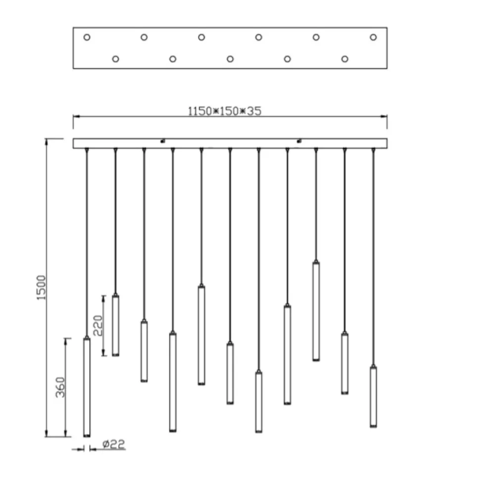 Lampadari Moderni-Selezionato da Mazzolaluce Lampadario per tavolo soggiorno moderno cilindri bianco led 3000k dimmerabile