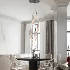 Lampadari Moderni-Selezionato da Mazzolaluce Lampadario petali di vetro pendenti a grappolo design moderno