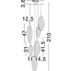 Lampadari Moderni-Selezionato da Mazzolaluce Lampadario petali di vetro pendenti a grappolo design moderno