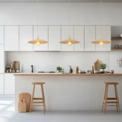 Lampadari Cucina-Selezionato da Mazzolaluce Lampadario piatto a sospensione 41 cm di metallo sabbia per cucina