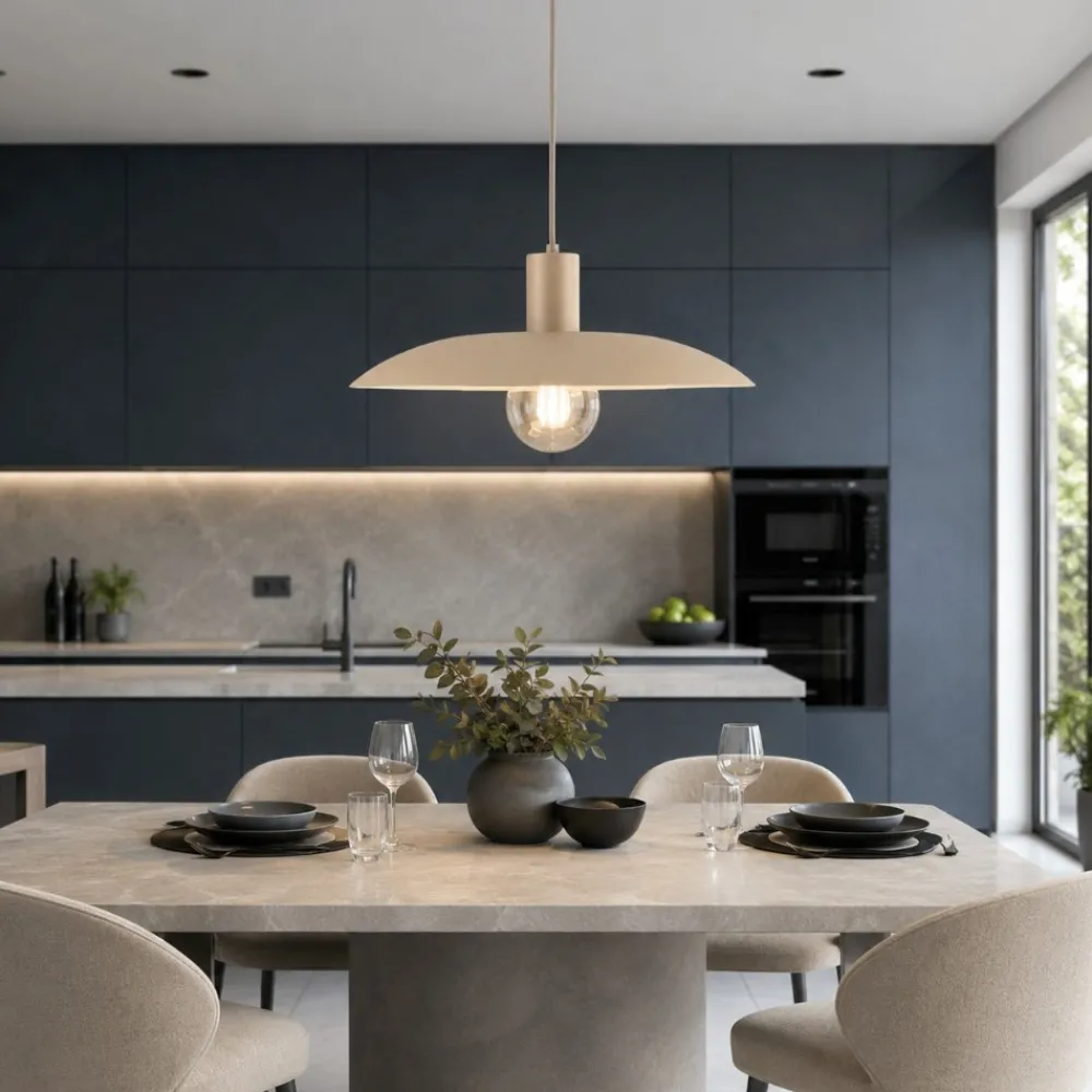 Lampadari Cucina-Selezionato da Mazzolaluce Lampadario piatto a sospensione 41 cm di metallo sabbia per cucina