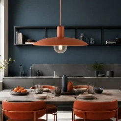 Lampadari Cucina-Selezionato da Mazzolaluce Lampadario piatto 41 cm a sospensione rosso mattone per cucina