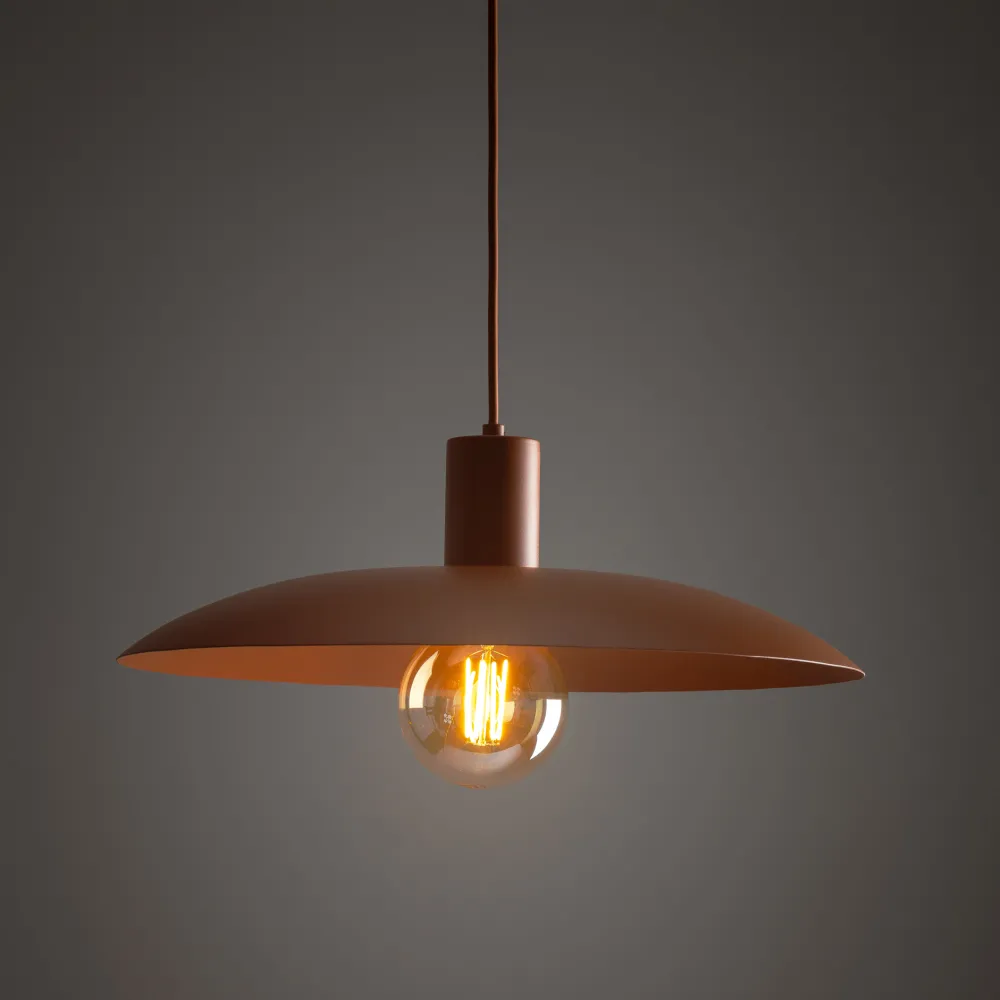 Lampadari Cucina-Selezionato da Mazzolaluce Lampadario piatto 41 cm a sospensione rosso mattone per cucina