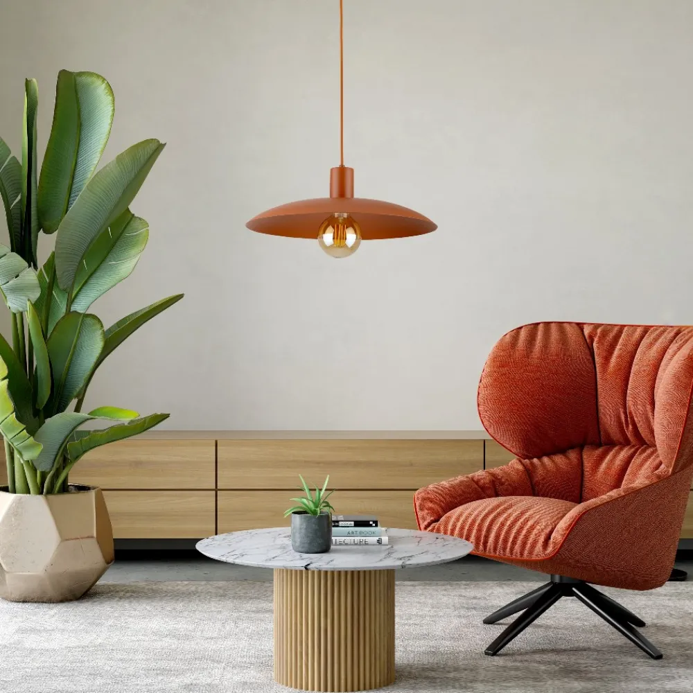 Lampadari Cucina-Selezionato da Mazzolaluce Lampadario piatto 41 cm a sospensione rosso mattone per cucina