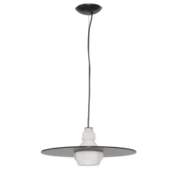 Lampadari Cucina-Selezionato da Mazzolaluce Lampadario piatto 45 cm a sospensione in vetro bianco fume design moderno per cucina