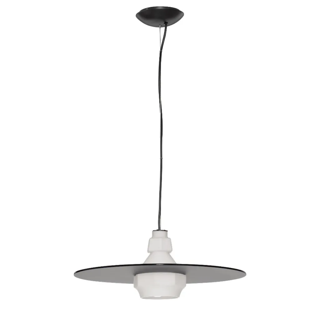Lampadari Cucina-Selezionato da Mazzolaluce Lampadario piatto 45 cm a sospensione in vetro bianco fume design moderno per cucina