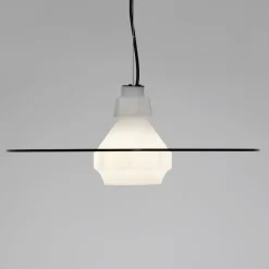 Lampadari Cucina-Selezionato da Mazzolaluce Lampadario piatto design moderno 60 cm in vetro bianco fume per cucina