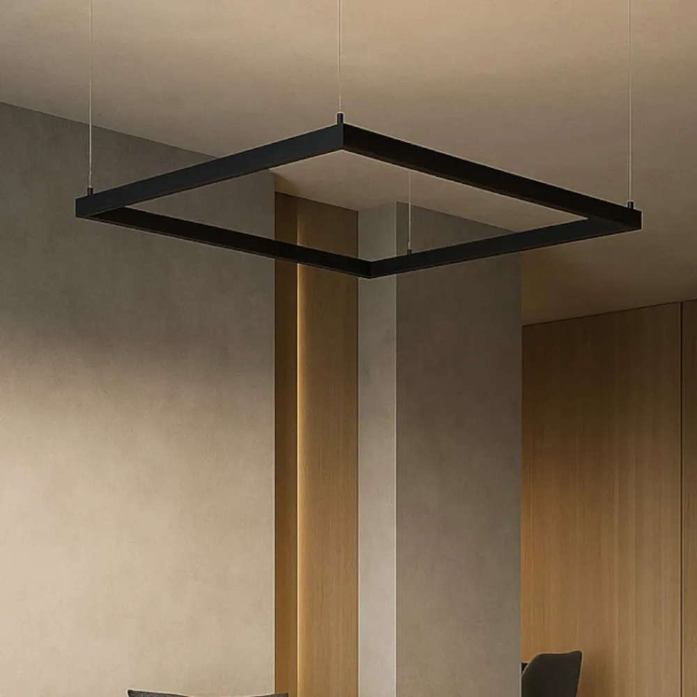 Lampadari Moderni-Selezionato da Mazzolaluce Lampadario quadrato 100cm nero moderno led 50w 3000k dimmerabile