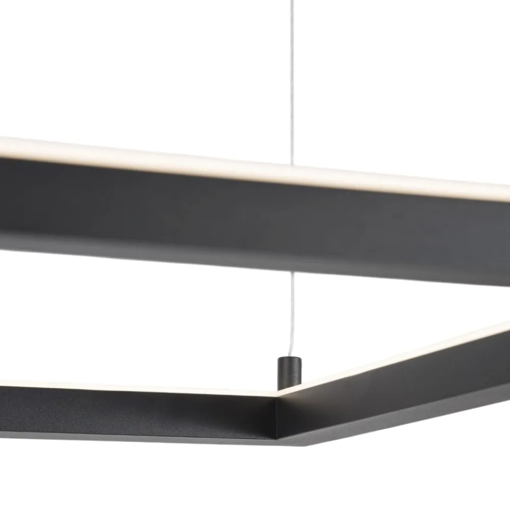 Lampadari Moderni-Selezionato da Mazzolaluce Lampadario quadrato 100cm nero moderno led 50w 3000k dimmerabile