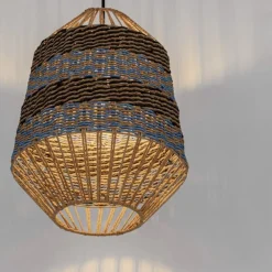 Lampadari Moderni-Selezionato da Mazzolaluce Lampadario rattan corda naturale per interni blu e nero