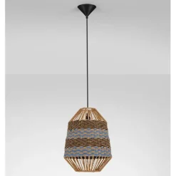 Lampadari Moderni-Selezionato da Mazzolaluce Lampadario rattan corda naturale per interni blu e nero