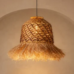 Lampadari Moderni-Selezionato da Mazzolaluce Lampadario rattan giacinto d'acqua intrecciato rafia corda