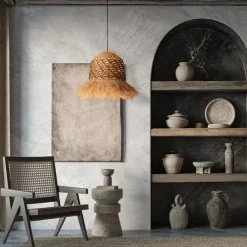 Lampadari Moderni-Selezionato da Mazzolaluce Lampadario rattan giacinto d'acqua intrecciato rafia corda