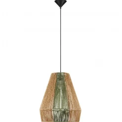 Lampadari Moderni-Selezionato da Mazzolaluce Lampadario rattan in corda sabbia e verde