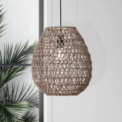 Lampadari Moderni-Selezionato da Mazzolaluce Lampadario rattan marrone e corda di carta filo in tessuto