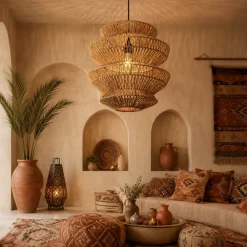Lampadari Moderni-Selezionato da Mazzolaluce Lampadario rattan naturale intrecciato 40 cm