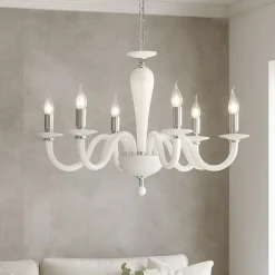 Lampadari Moderni-Ondaluce Lampadario ravel vetro 6 bracci bianco