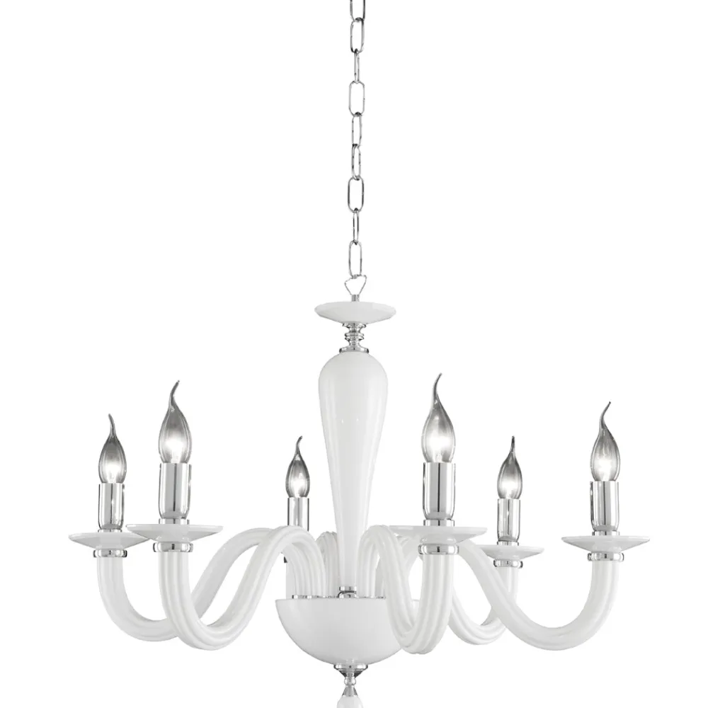 Lampadari Moderni-Ondaluce Lampadario ravel vetro 6 bracci bianco
