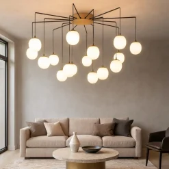 Lampadari Moderni-Ideal Lux Lampadario rhapsody sp16 oro nero per soggiorno moderno