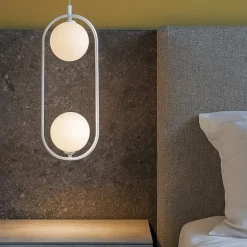 Lampadario Camera Da Letto-Maytoni Lampadario ring pendente per comodini camera da letto bianco moderno