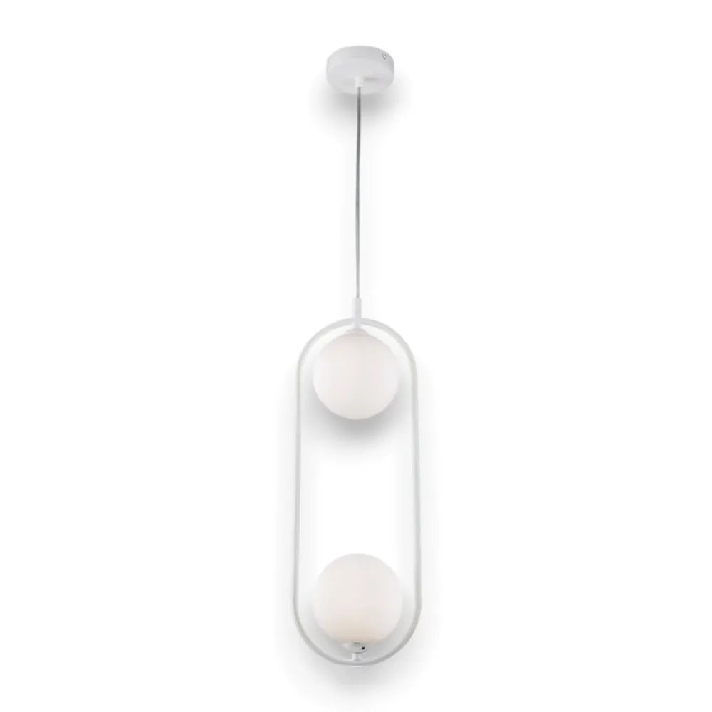 Lampadario Camera Da Letto-Maytoni Lampadario ring pendente per comodini camera da letto bianco moderno