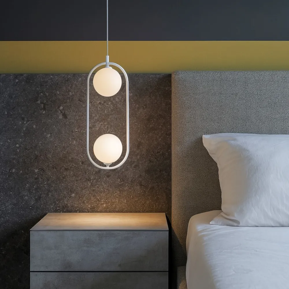 Lampadario Camera Da Letto-Maytoni Lampadario ring pendente per comodini camera da letto bianco moderno
