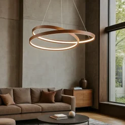 Lampadari Moderni-Perenz Illuminazione Lampadario ritmo perenz led 55w cct cannella per soggiorno moderno