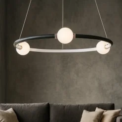 Lampadari Moderni-Selezionato da Mazzolaluce Lampadario rotondo nero per soggiorno moderno led 3000k dimmerabile