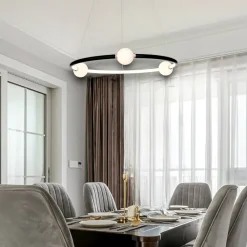 Lampadari Moderni-Selezionato da Mazzolaluce Lampadario rotondo nero per soggiorno moderno led 3000k dimmerabile