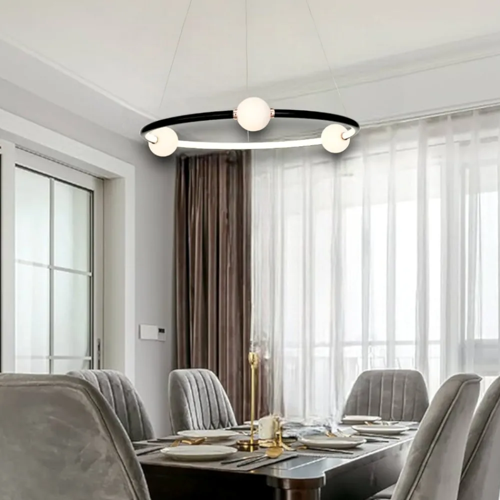 Lampadari Moderni-Selezionato da Mazzolaluce Lampadario rotondo nero per soggiorno moderno led 3000k dimmerabile