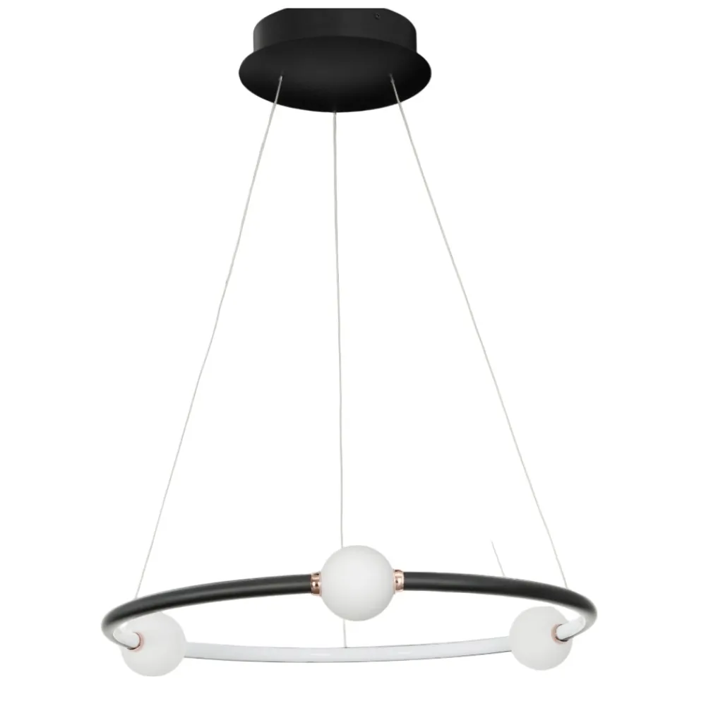 Lampadari Moderni-Selezionato da Mazzolaluce Lampadario rotondo nero per soggiorno moderno led 3000k dimmerabile