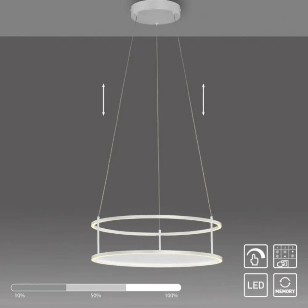 Lampadari Cucina-Selezionato da Mazzolaluce Lampadario rotondo porta oggetti bianco doppia luce led 3000k dimmerabile