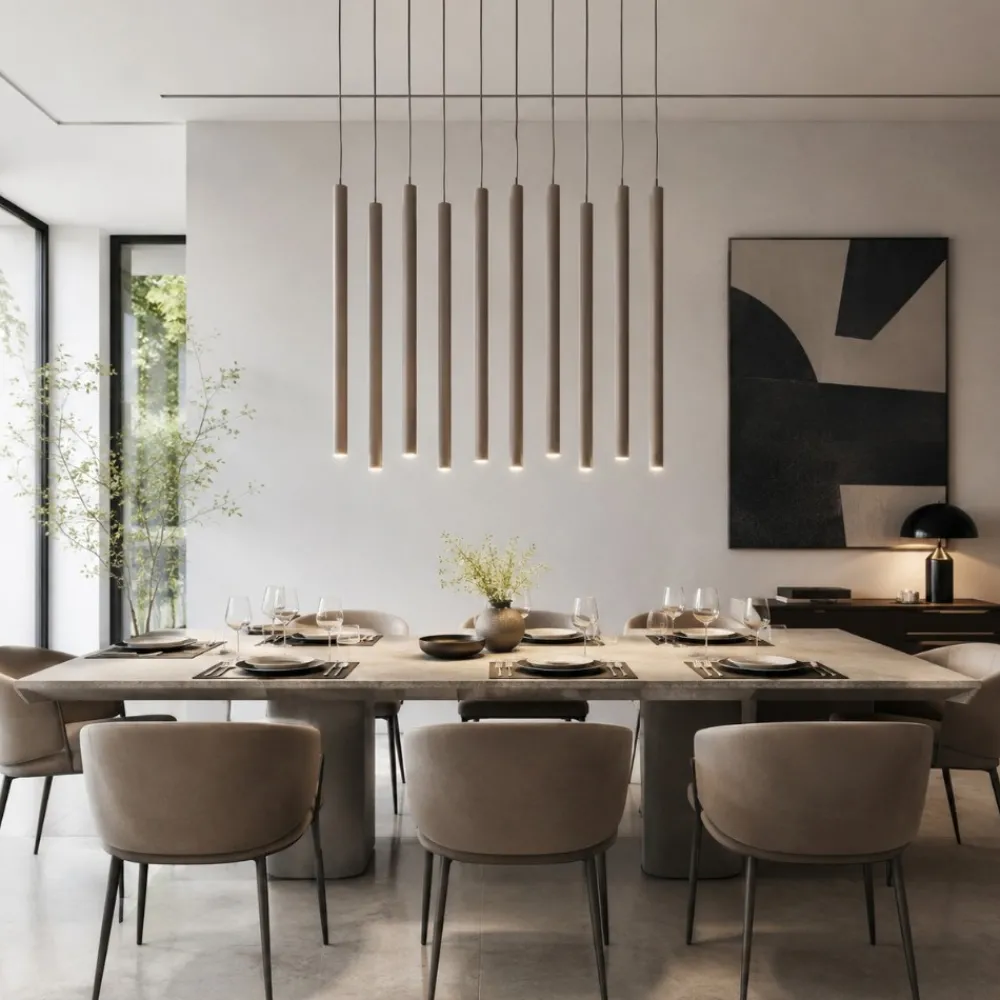 Lampadari Moderni-Selezionato da Mazzolaluce Lampadario sabbia cilindri rigati a sospensione per tavolo sala da pranzo moderno