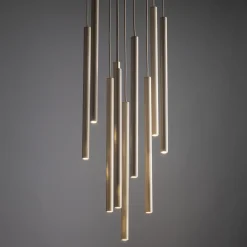Lampadari Moderni-Selezionato da Mazzolaluce Lampadario sabbia cilindri rigati a sospensione per tavolo da soggiorno moderno