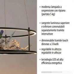 Lampadari Moderni-Selezionato da Mazzolaluce Lampadario sabbia rotondo moderno doppia luce led 3000k porta oggetti