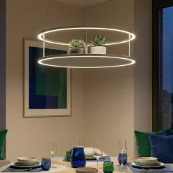 Lampadari Moderni-Selezionato da Mazzolaluce Lampadario sabbia rotondo moderno doppia luce led 3000k porta oggetti