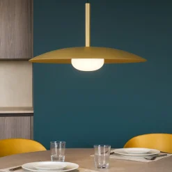 Lampadari Cucina-Selezionato da Mazzolaluce Lampadario saliscendi disco oro led 3000k per sala da pranzo cucina