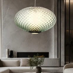 Lampadari Moderni-Selezionato da Mazzolaluce Lampadario sfera a sospensione di vetro verde sfumato led 12 w 3000k dimmerabile