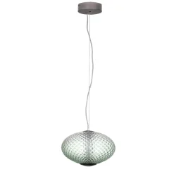 Lampadari Moderni-Selezionato da Mazzolaluce Lampadario sfera a sospensione di vetro verde sfumato led 12 w 3000k dimmerabile
