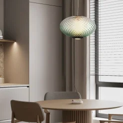 Lampadari Moderni-Selezionato da Mazzolaluce Lampadario sfera a sospensione di vetro verde sfumato led 12 w 3000k dimmerabile