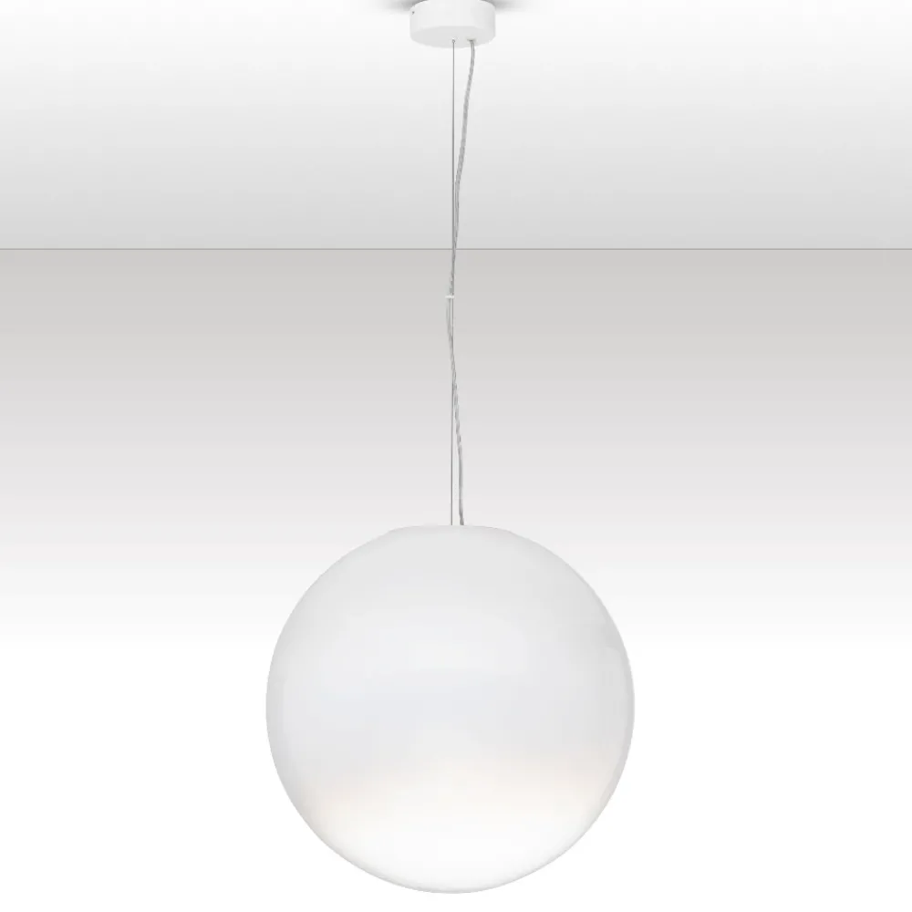 Lampadari Moderni-Selezionato da Mazzolaluce Lampadario sfera bianco sfumato in vetro 50 cm led 15w 3000k dimmerabile