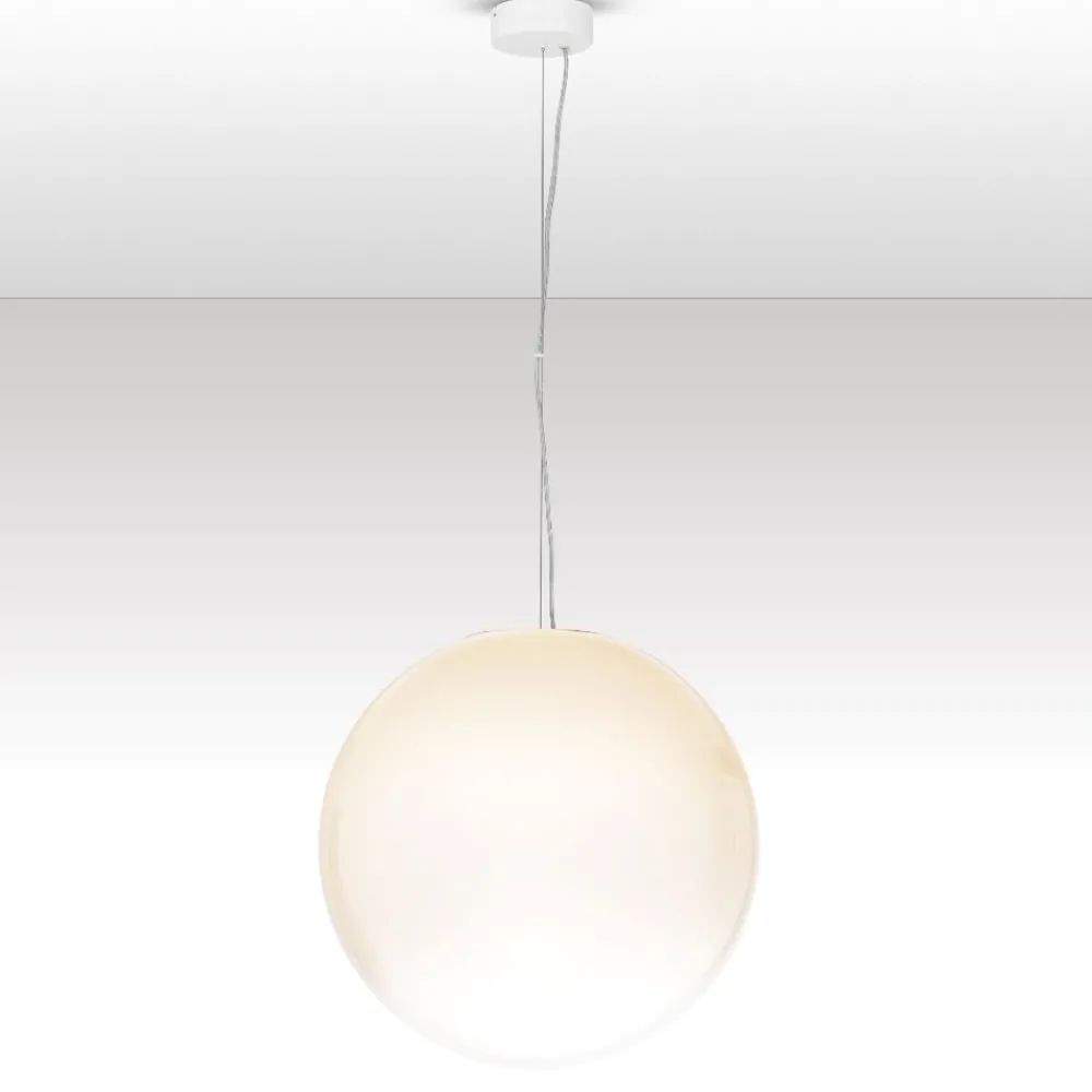 Lampadari Moderni-Selezionato da Mazzolaluce Lampadario sfera bianco sfumato in vetro 50 cm led 15w 3000k dimmerabile