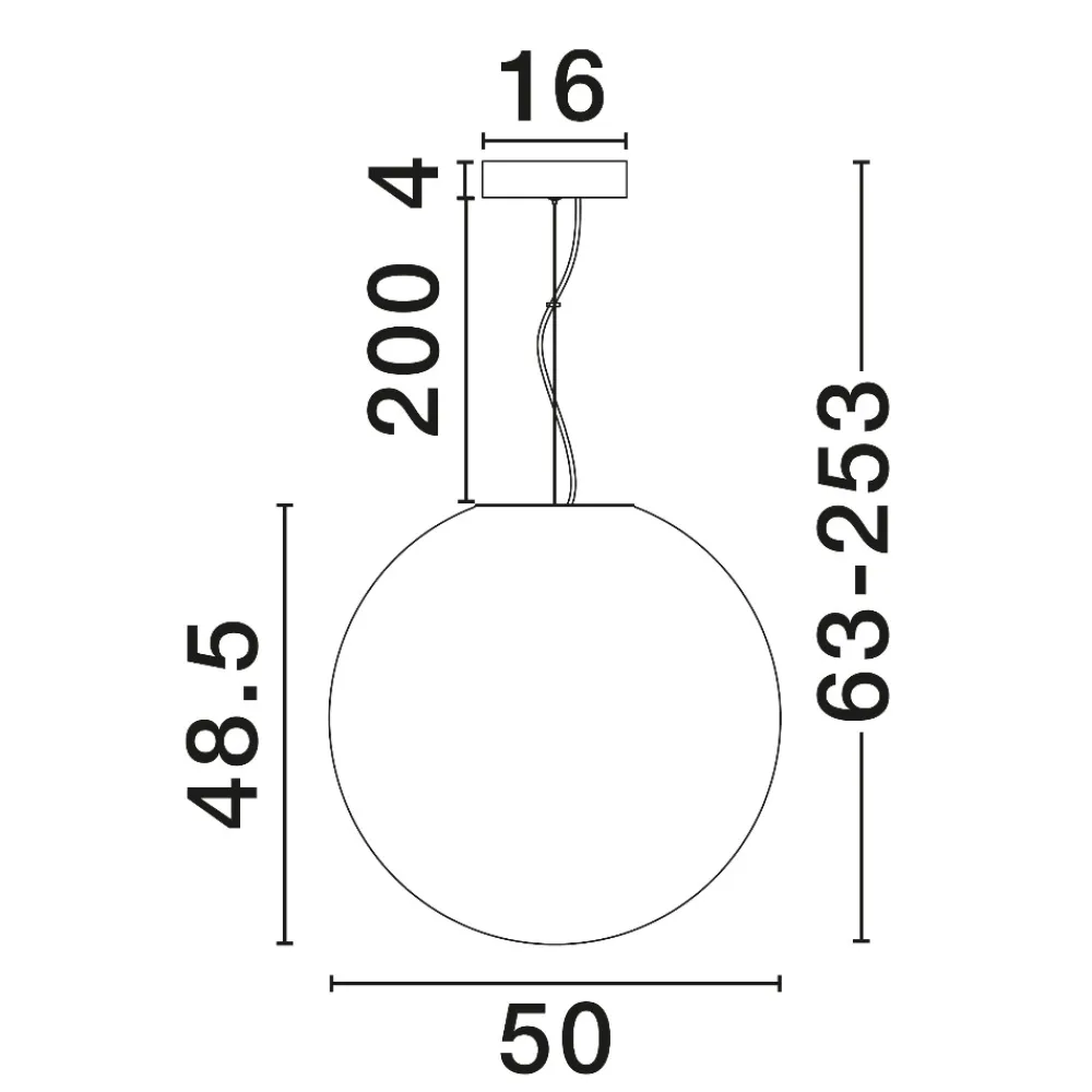 Lampadari Moderni-Selezionato da Mazzolaluce Lampadario sfera bianco sfumato in vetro 50 cm led 15w 3000k dimmerabile