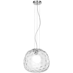 Lampadari Moderni-Perenz Illuminazione Lampadario sfera cm50 di vetro martellato trasparente perenz skin