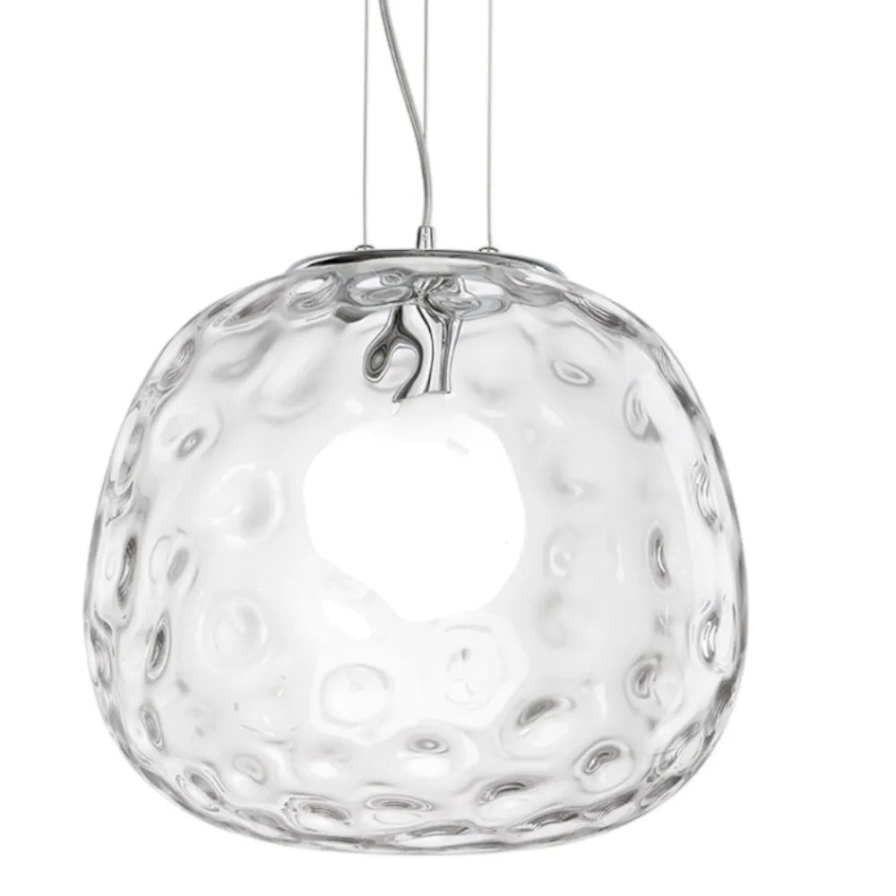 Lampadari Moderni-Perenz Illuminazione Lampadario sfera cm50 di vetro martellato trasparente perenz skin