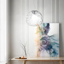 Lampadari Moderni-Perenz Illuminazione Lampadario sfera cm50 di vetro martellato trasparente perenz skin