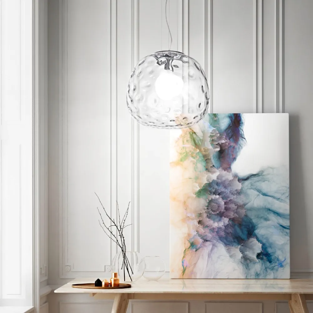 Lampadari Moderni-Perenz Illuminazione Lampadario sfera cm50 di vetro martellato trasparente perenz skin